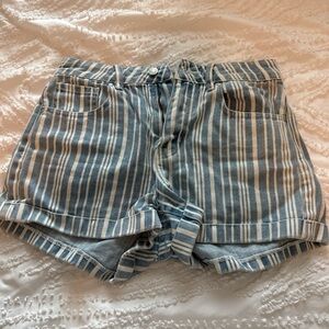 PacSun Blue and White Striped Jean Shorts